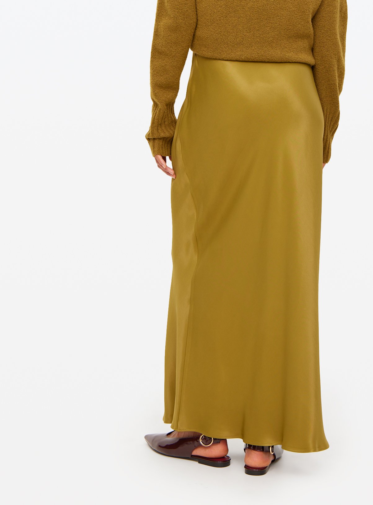 Khaki Satin Midaxi Skirt 16 - Image 4 thumbnail
