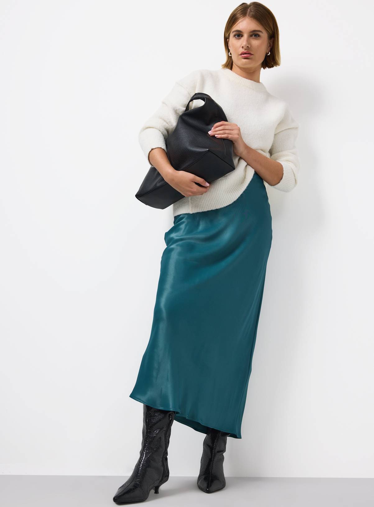 Teal Satin Midaxi Skirt 8 - Image 2