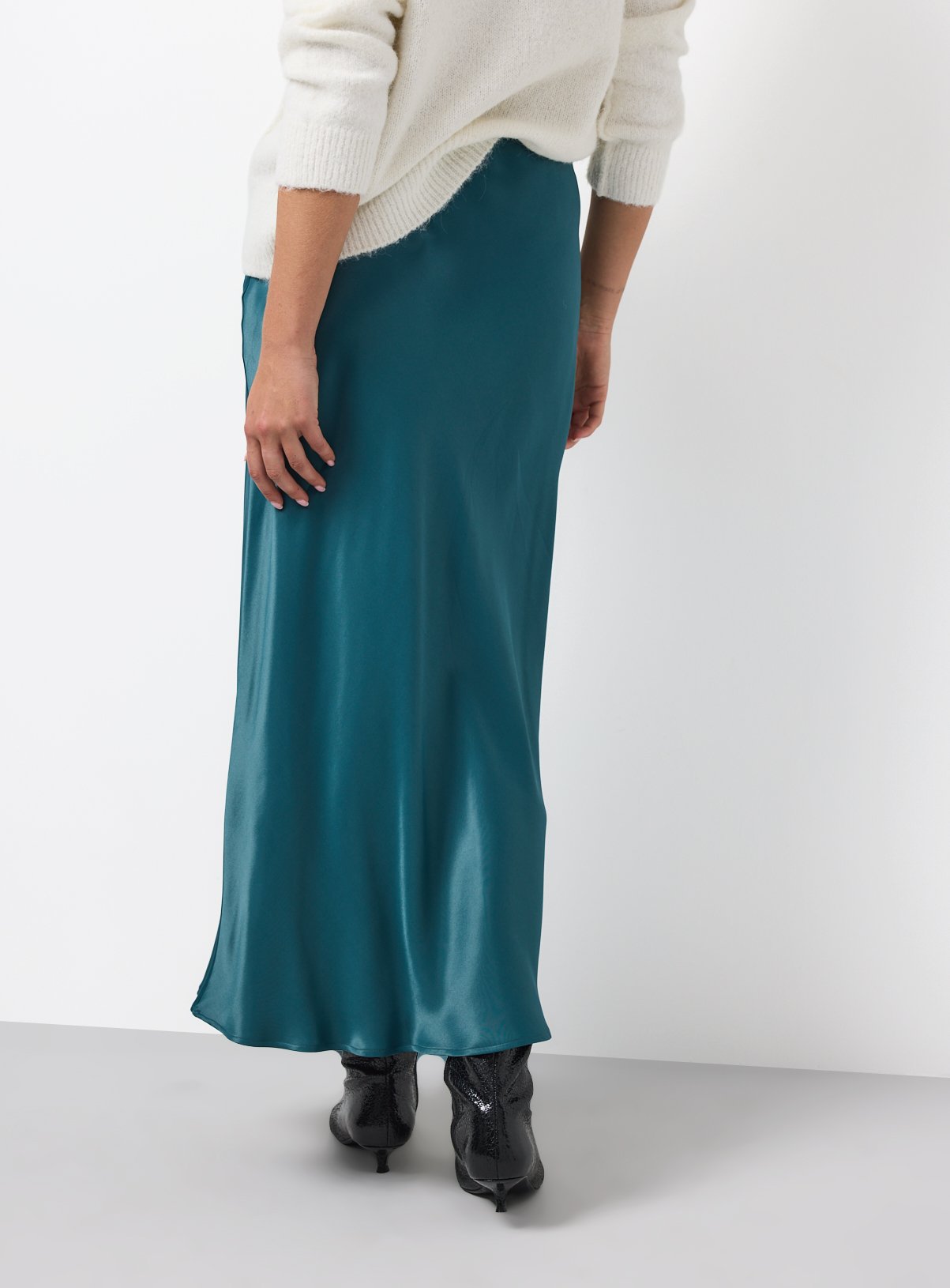 Teal Satin Midaxi Skirt 8 - Image 4 thumbnail