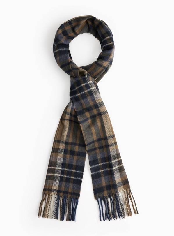 Khaki Brushed Check Printed Scarf One Size