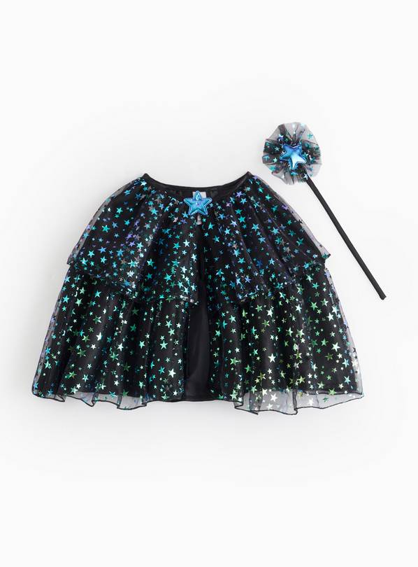 Halloween Star Printed Mesh Cape & Wand Set One Size