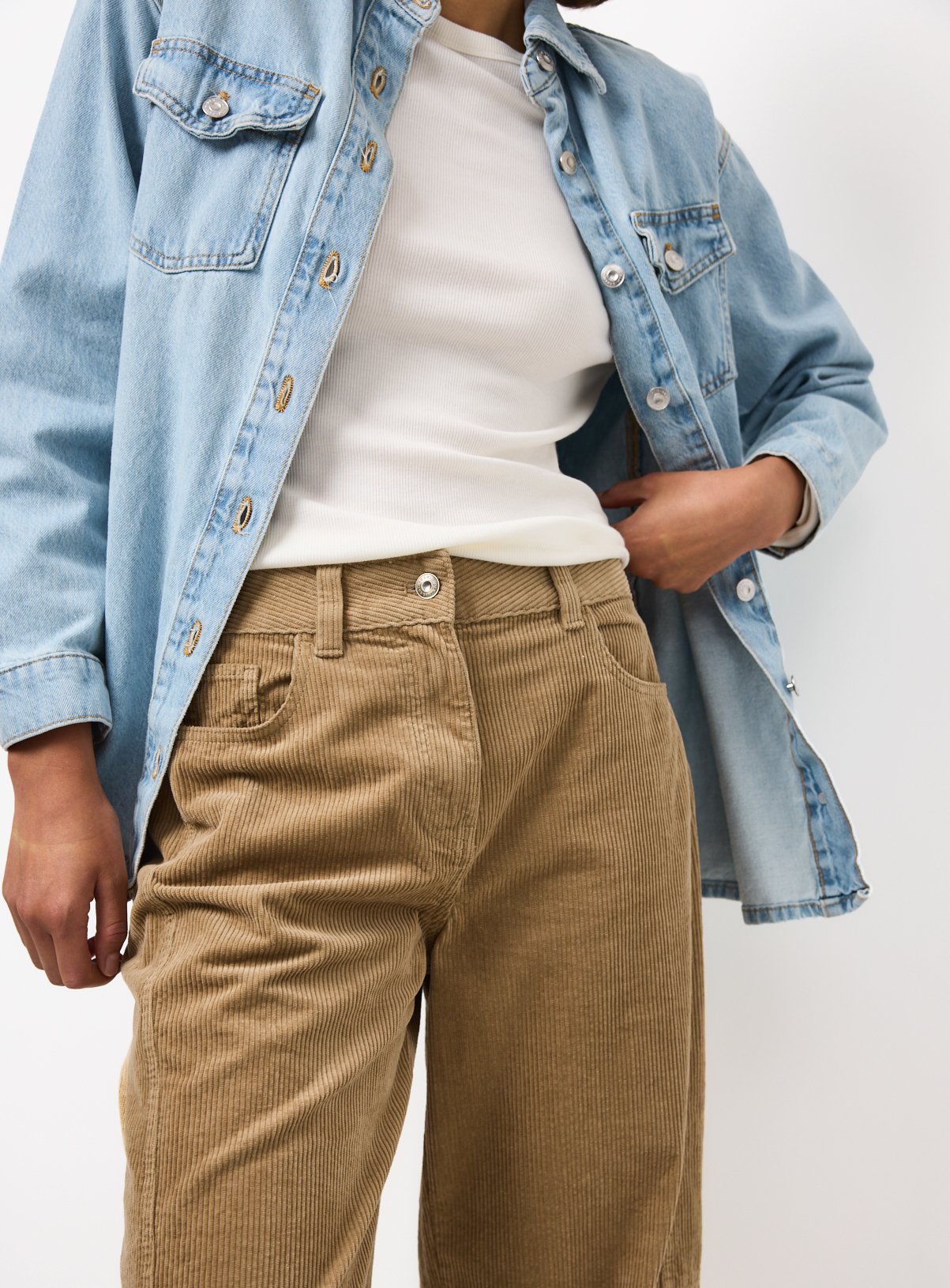 Stone Corduroy Relaxed Barrel Leg Trousers 16 - Image 2 thumbnail