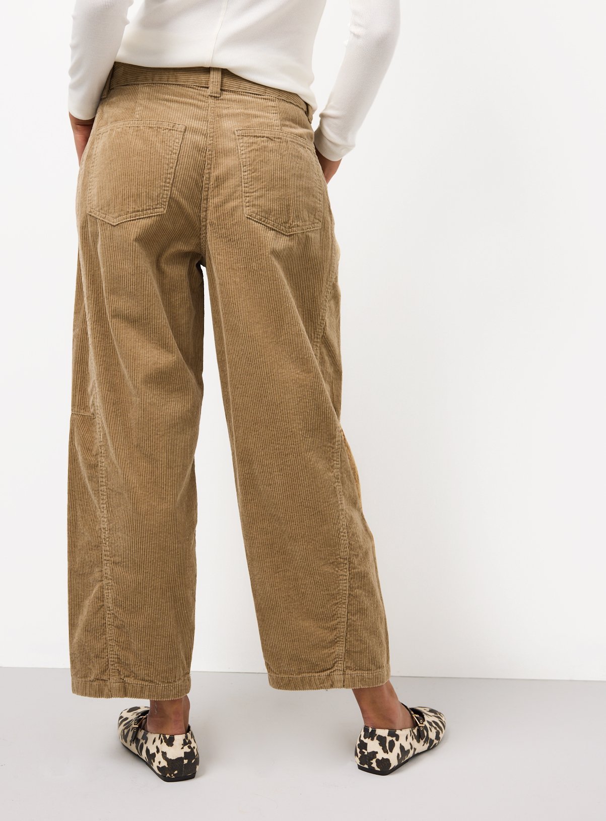 Stone Corduroy Relaxed Barrel Leg Trousers 16 - Image 4 thumbnail