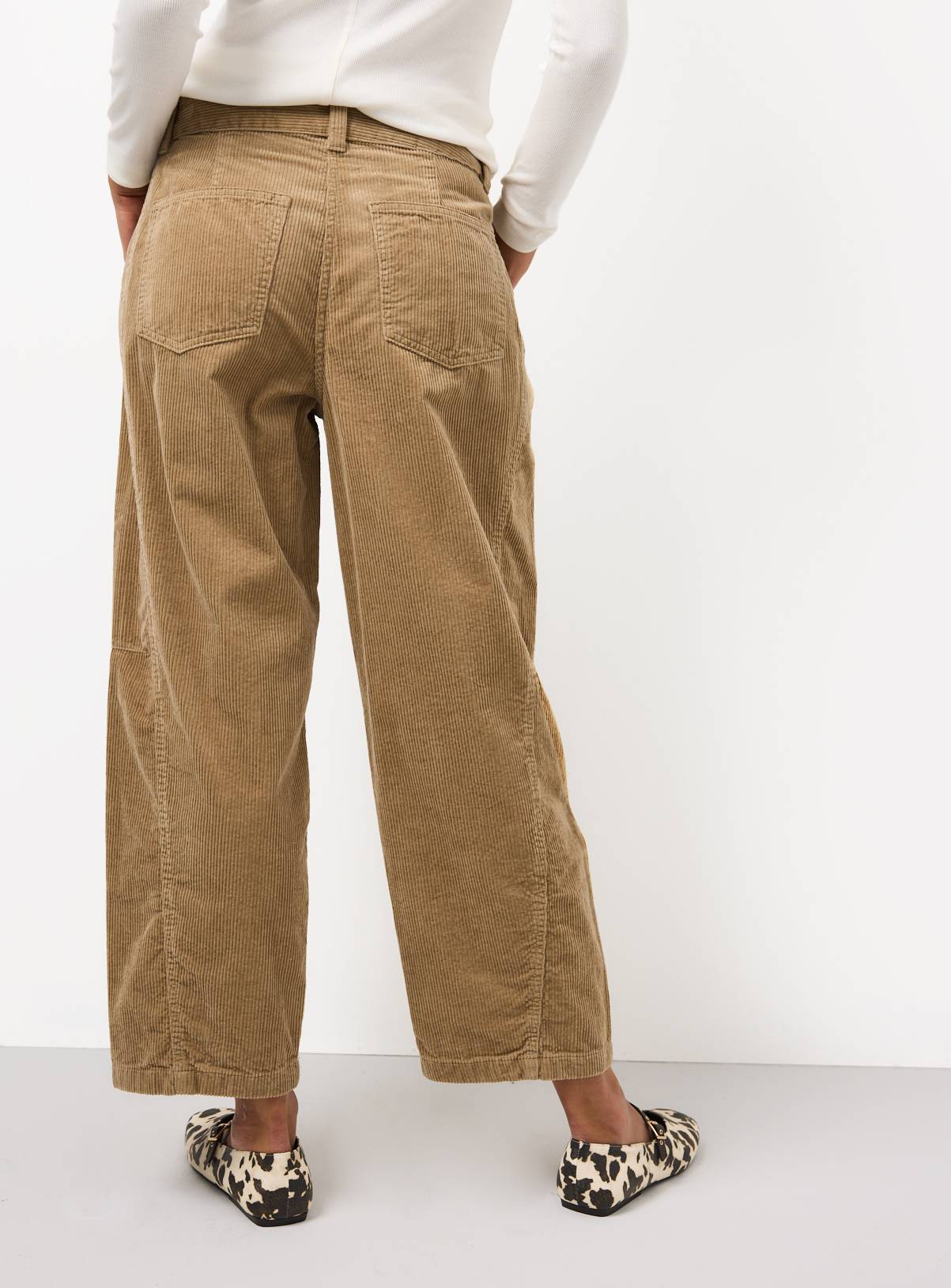 Stone Corduroy Relaxed Barrel Leg Trousers 16 - Image 4