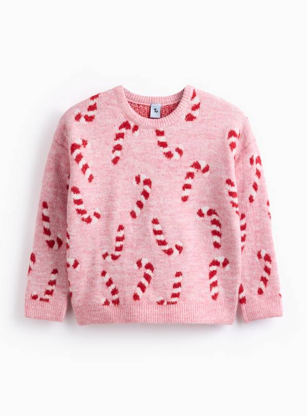 Matching Family Kids' Christmas Candy Cane Crew Neck Jumper 3 years