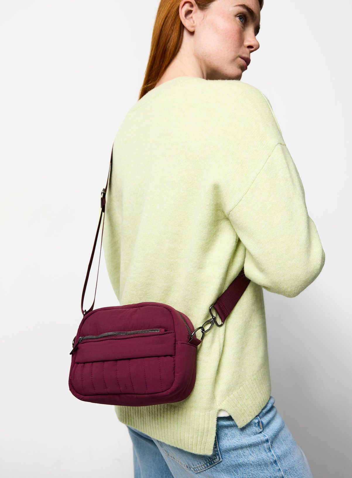 Burgundy Quilted Camera Bag One Size