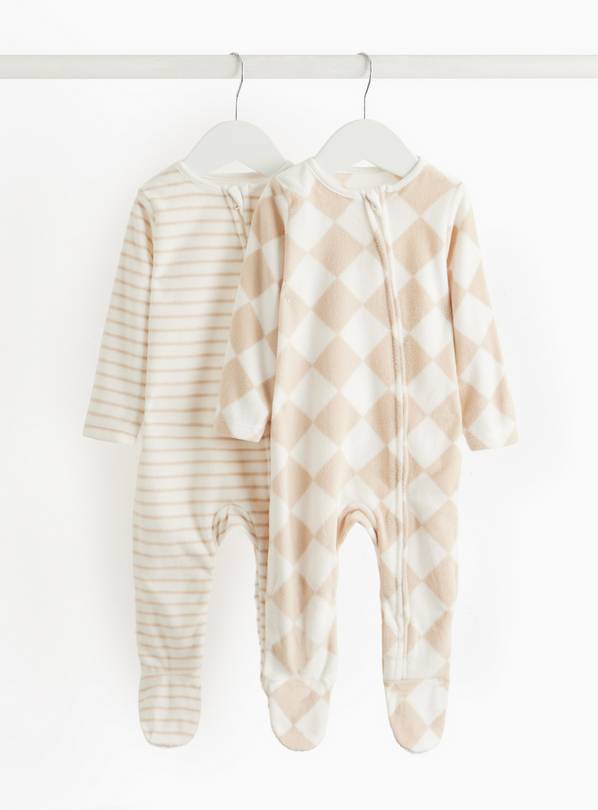 Harlequin & Stripe Fleece Sleepsuits 2 Pack 6-9 months
