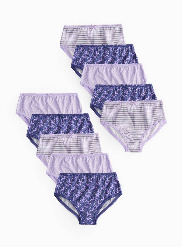 Purple Printed Knickers 10 Pack 3-4 years