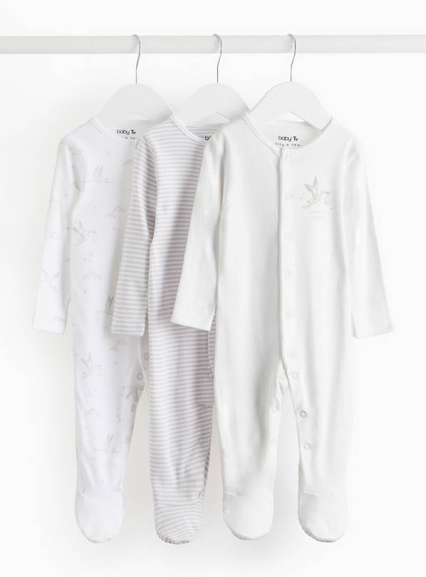 Stork Printed Sleepsuit 3 Pack 3-6 months