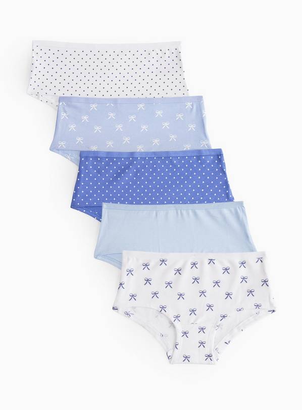 Blue Bow Print Short Knickers 7-8 years