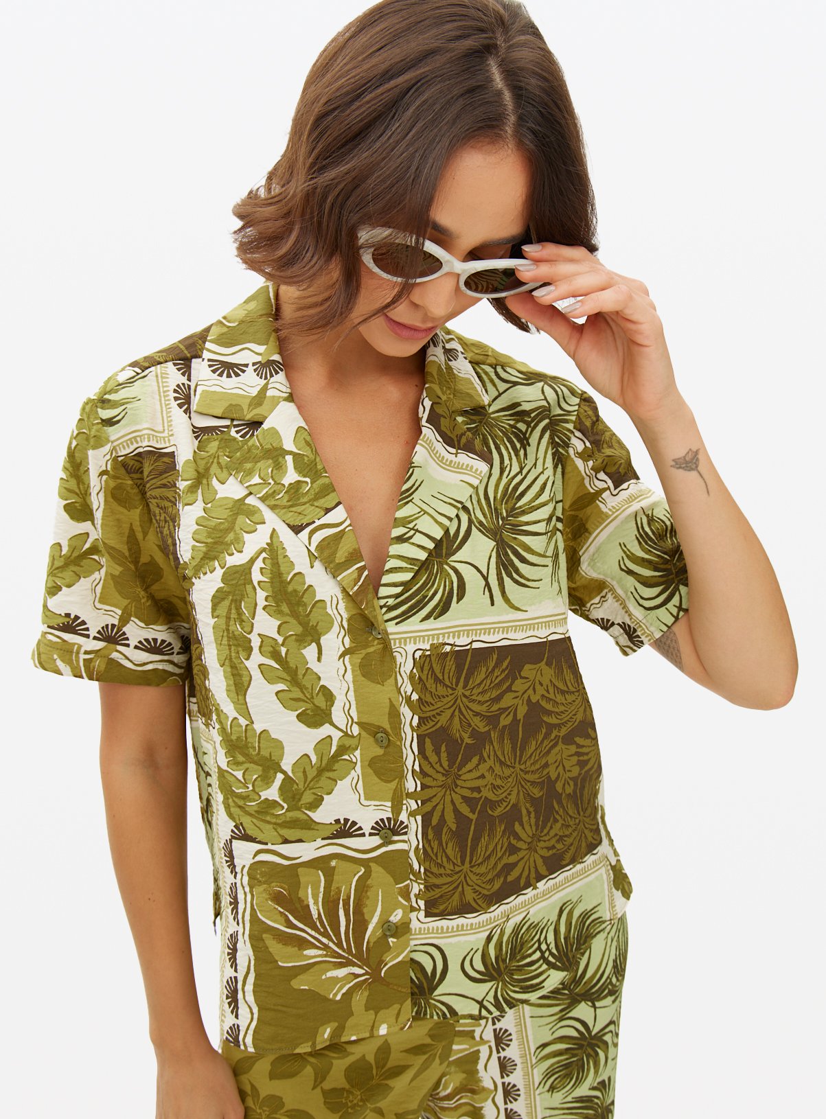 Green Safari Print Co-ord Shirt