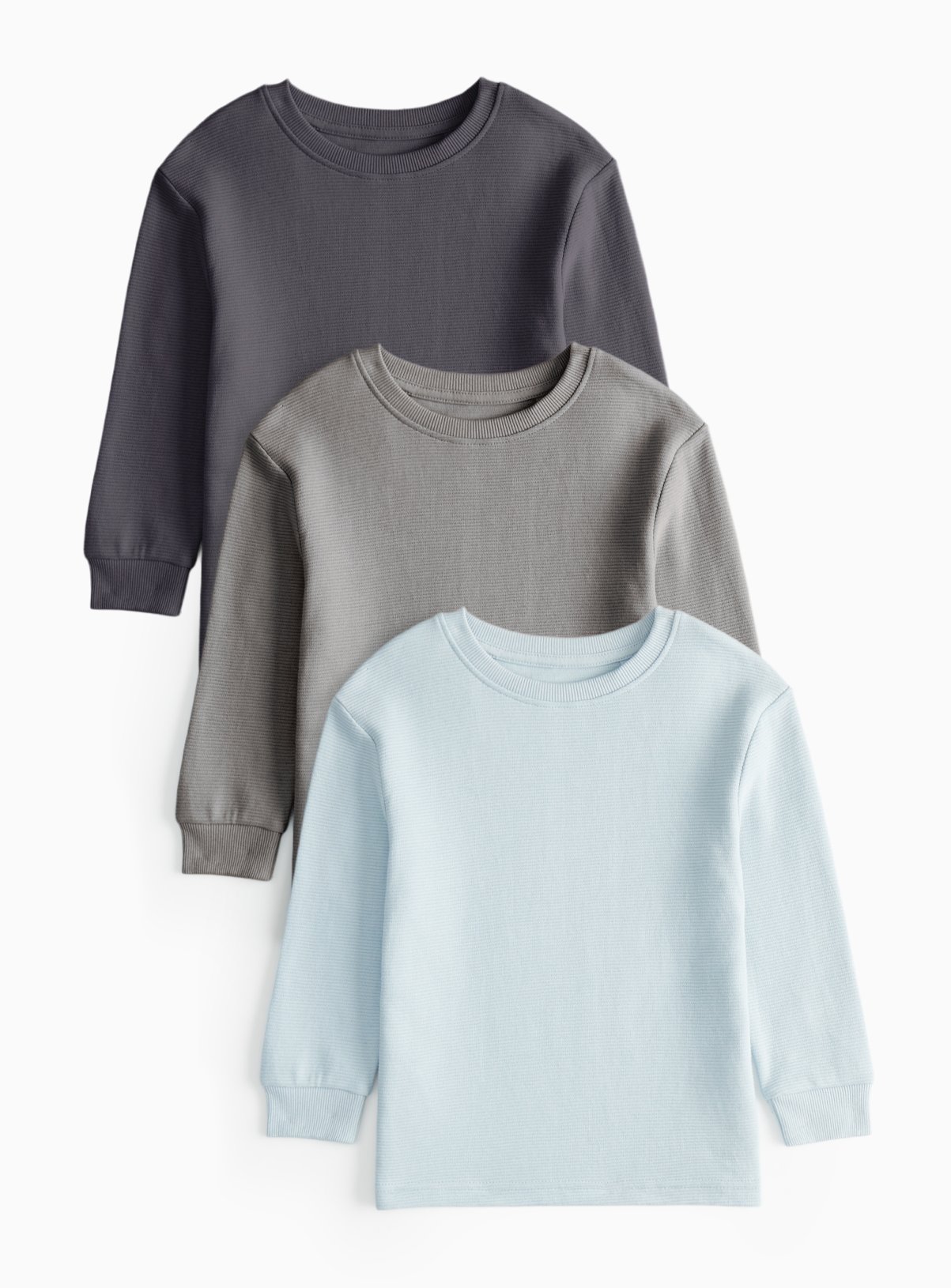 Blue Blue Textured Long Sleeve T-Shirts (1-2 Years) - Tu by Sainsbury's