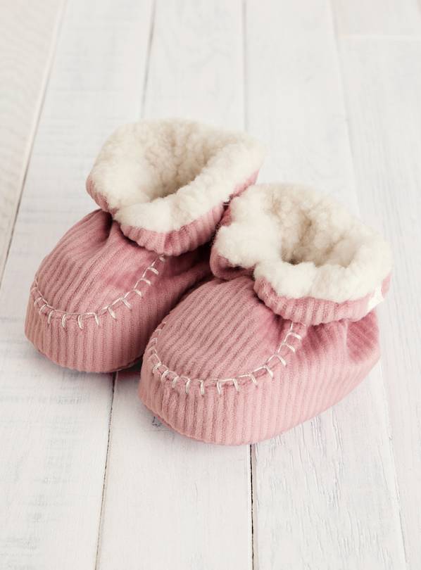 Pink Corduroy Fleece Lined Booties 6-9 months