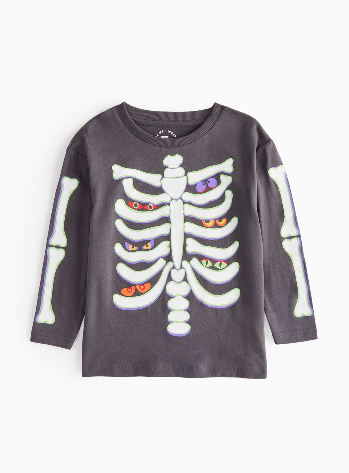 Dark Grey Skeleton Halloween Print T-Shirt 3-4 years