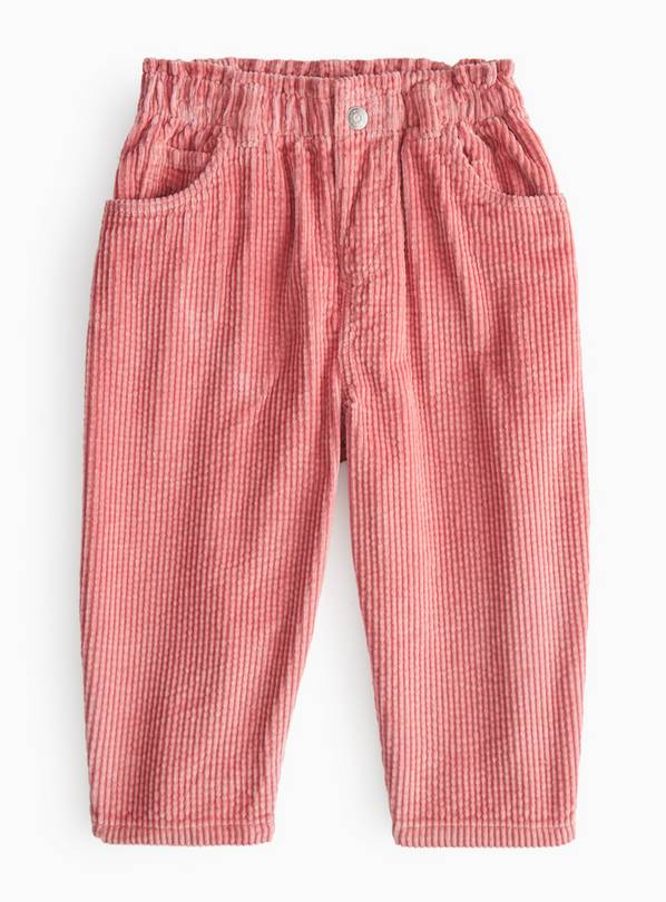 Pink Corduroy Paper Bag Barrel Trousers 1-2 years