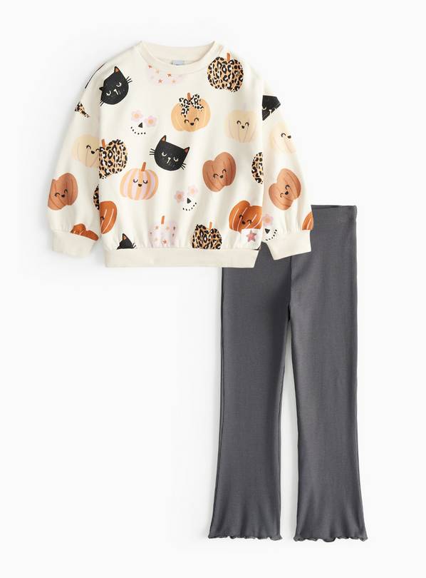 Halloween Pumpkin Print Sweatshirt & Flared Leggings 3-4 years