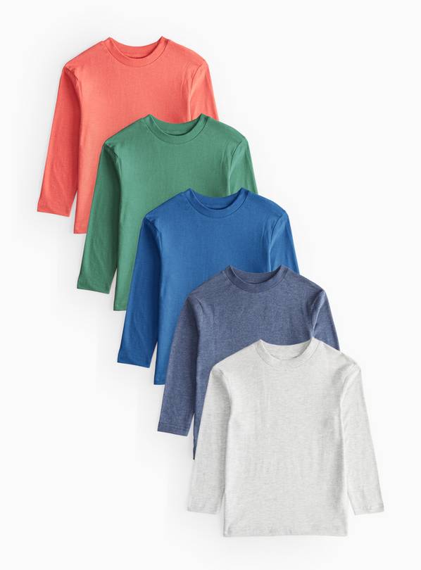 Plain Long Sleeve T-Shirts 5 Pack  3-4 years