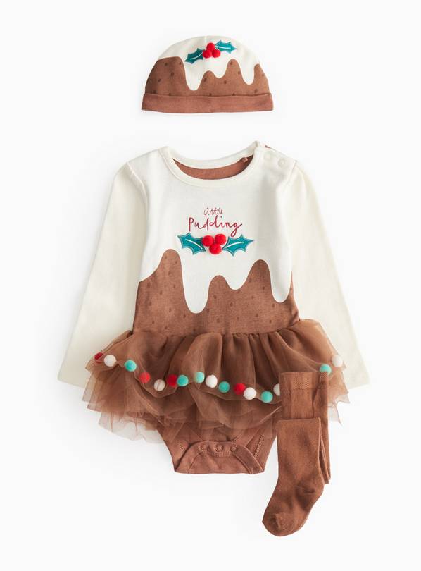 Christmas Pudding Print Tutu Bodysuit Set 12-18 months