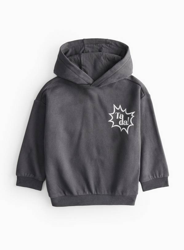 Black Skate Slogan Overhead Hoodie  6-7 years
