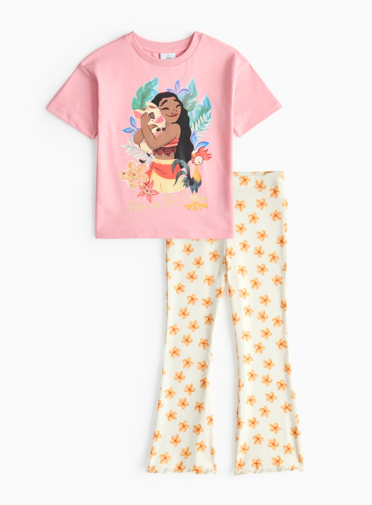 Pink Pink Moana Print T-Shirt & Flared Leggings Co-ord Set (1-2 Years) - Disney by Sainsbury's