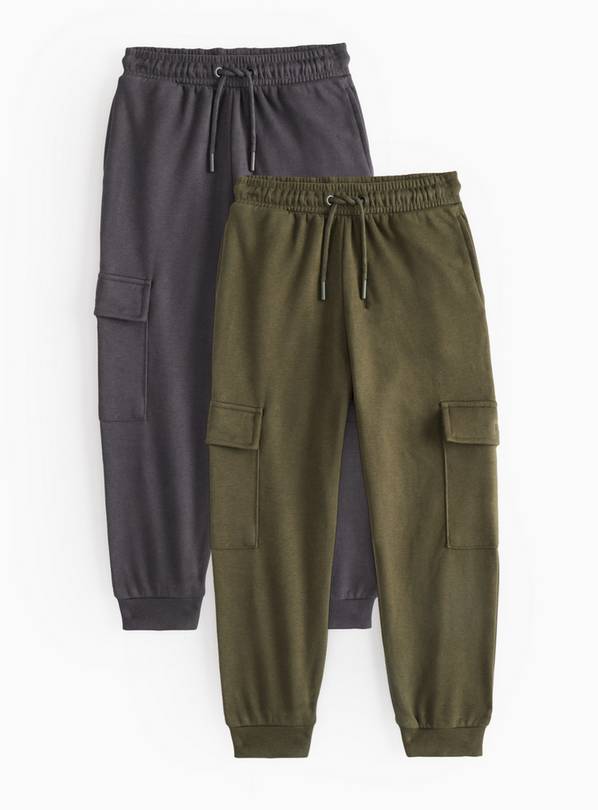 Khaki & Charcoal Cargo Joggers 2 Pack 11 years