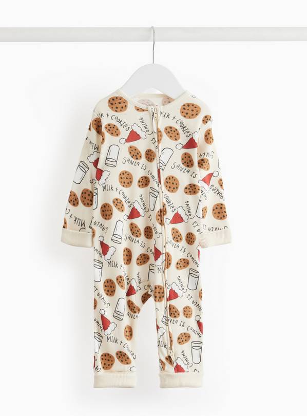 Christmas Cookie Print Two-Way Zip Sleepsuit Up to 3 mths