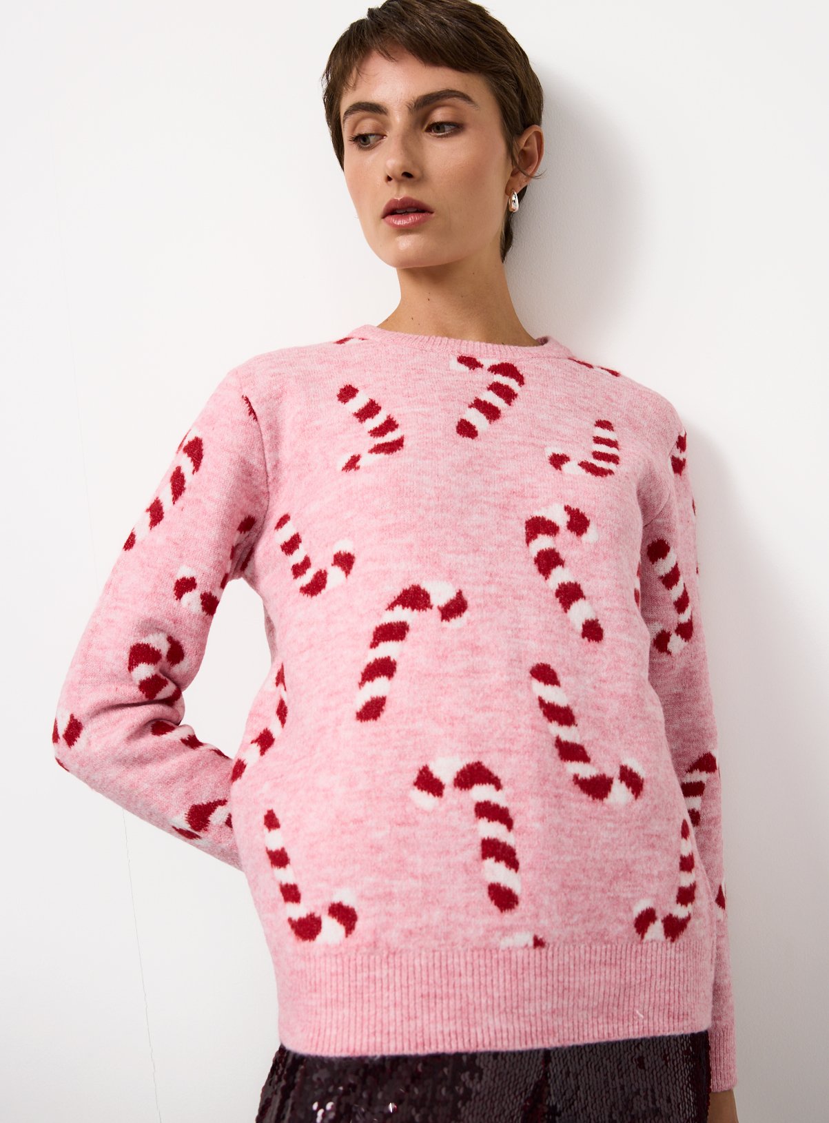 Matching Family Women's Christmas Candy Cane Crew Neck Jumper 12 - Image 1 thumbnail
