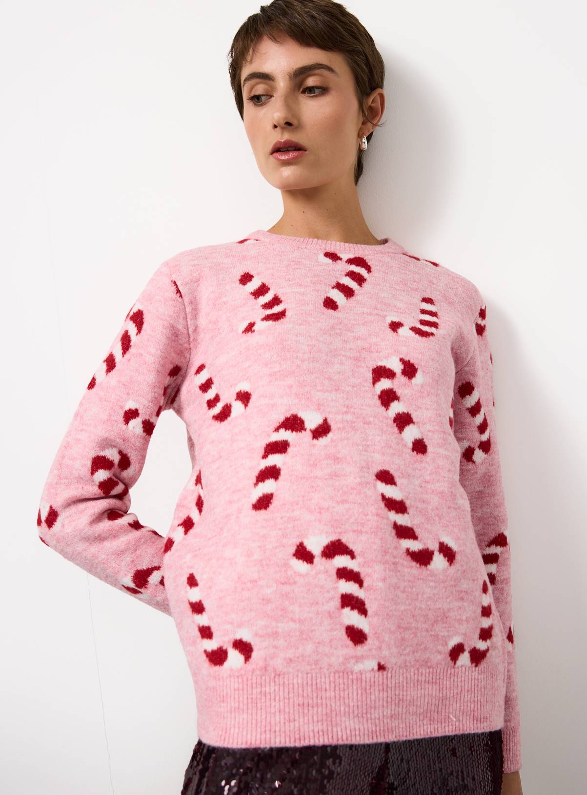 Matching Family Women's Christmas Candy Cane Crew Neck Jumper 12 - Image 1