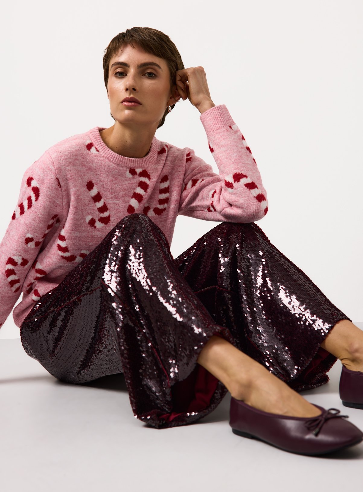Matching Family Women's Christmas Candy Cane Crew Neck Jumper 12 - Image 2 thumbnail
