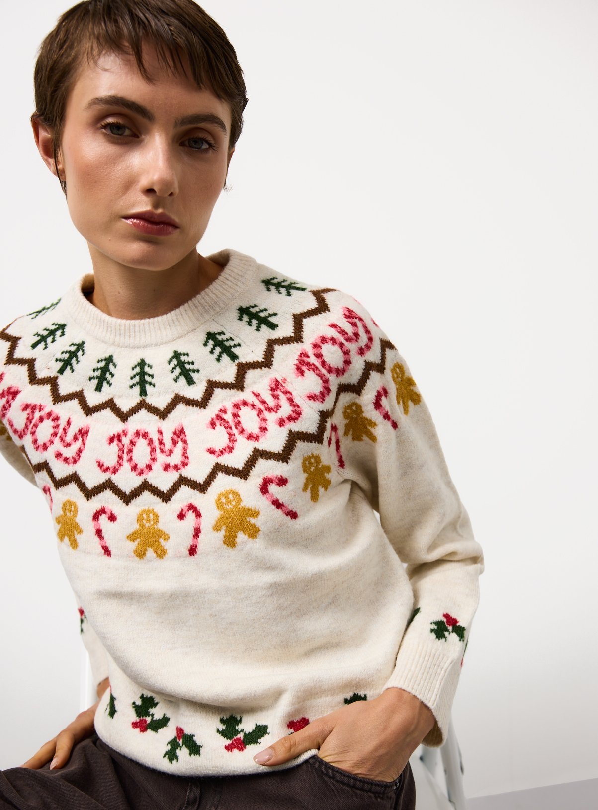 Mini Me Women's Christmas Cream Fairisle Crew Jumper 14 - Image 1 thumbnail