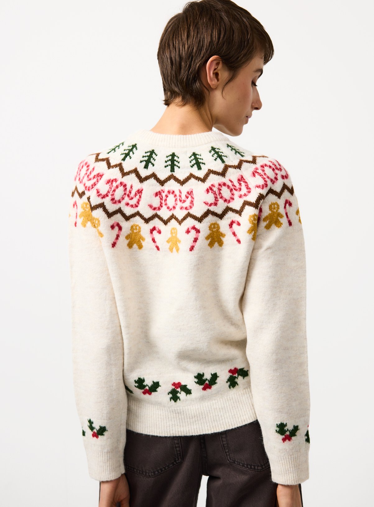 Mini Me Women's Christmas Cream Fairisle Crew Jumper 14 - Image 4 thumbnail