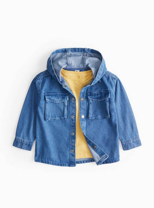 Blue Hooded Denim Shirt & Tee Set 4-5 years