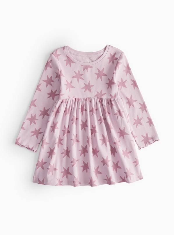 Purple Star Print Ribbed Dress 1-2 years