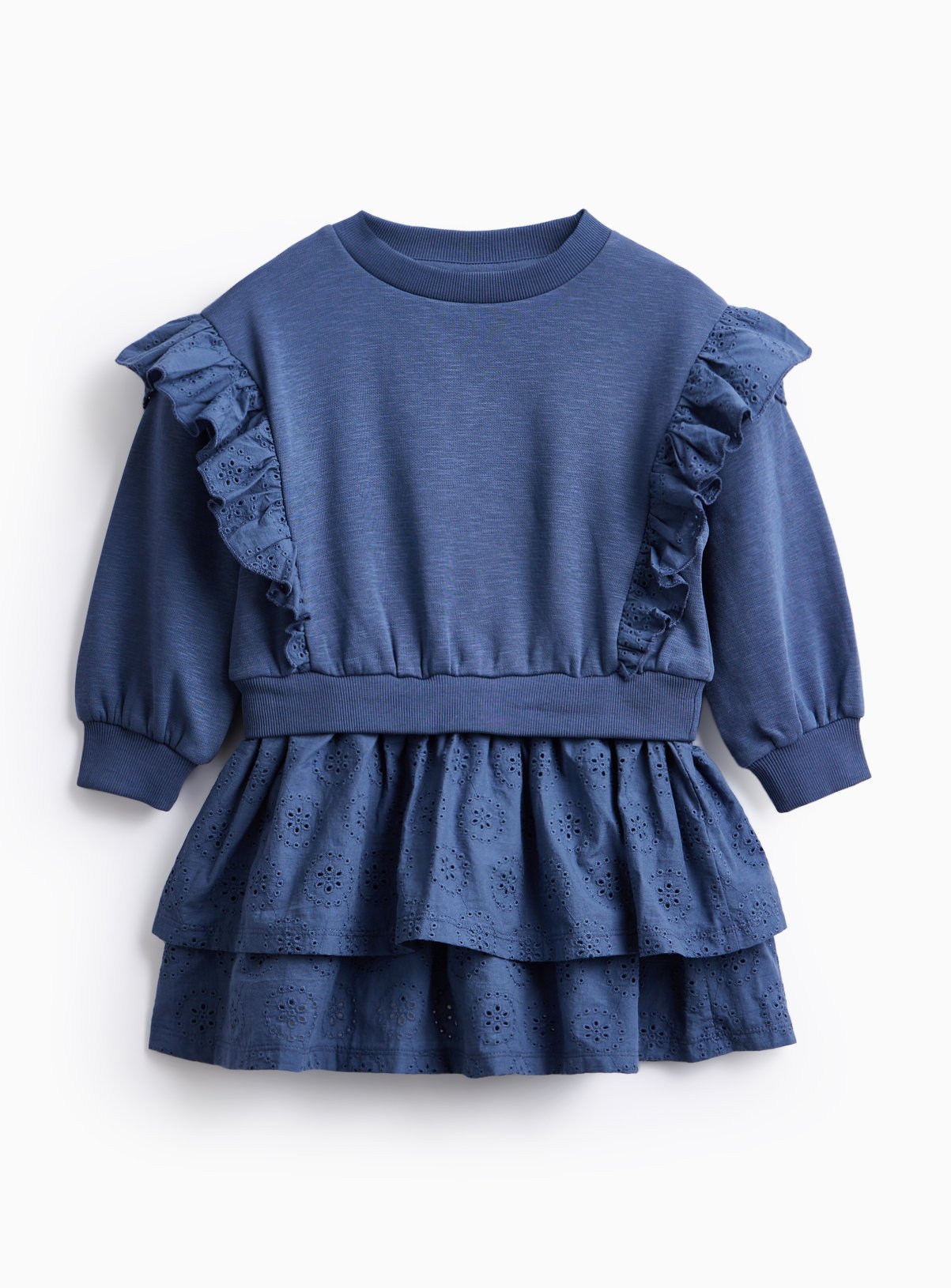 Blue Blue Broderie Frill Sweatshirt Dress - Tu by Sainsbury's