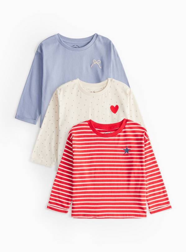 Relaxed Stripe Printed Long Sleeve T-Shirts 3 Pack 5-6 years