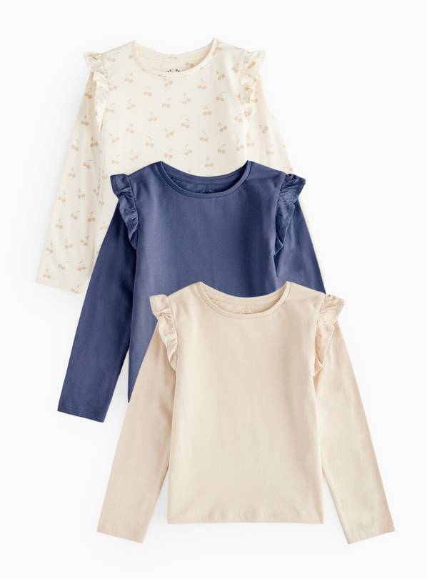 Frill Shoulder Long Sleeve Top 3 Pack 3-4 years