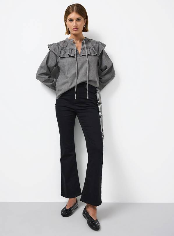 Black Denim Slim Flared Jeans 8S