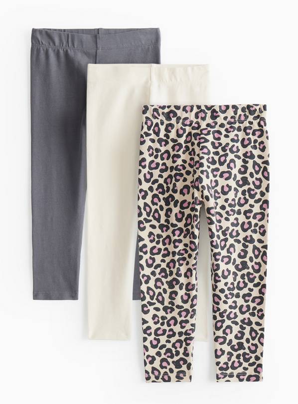 Plain And Printed Leggings 3 Pack 1-2 years