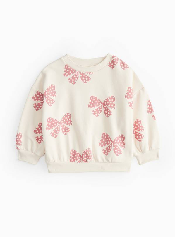Cream Bows Crew Neck Sweatshirt 5-6 years