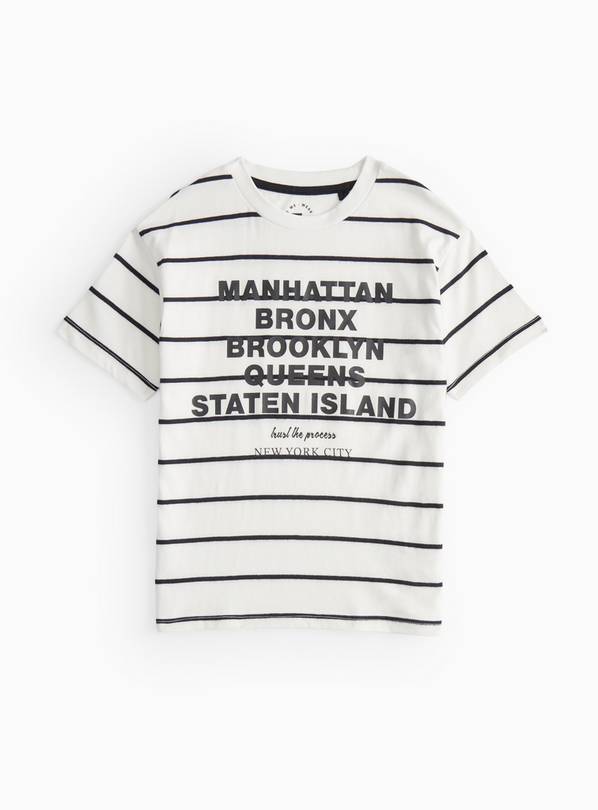 White Striped Graphic Print T-Shirt 10 years