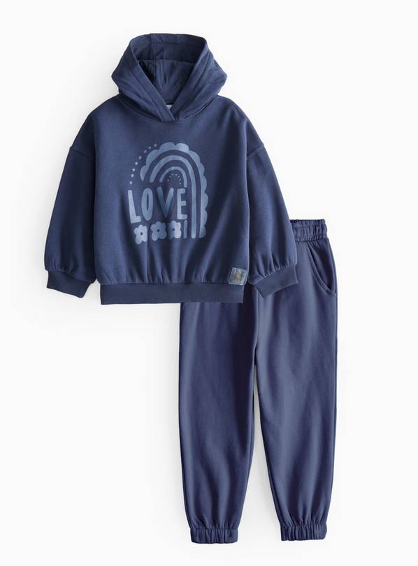 Navy Love Slogan Hoodie & Joggers Set 5-6 years