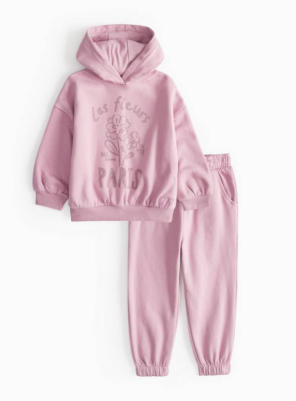 Purple La Fleurs Slogan Hoodie & Joggers Set 5-6 years
