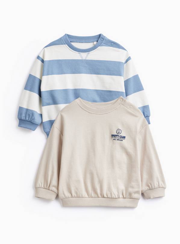Mink & Blue Striped Sweatshirt 2 Pack 9-12 months