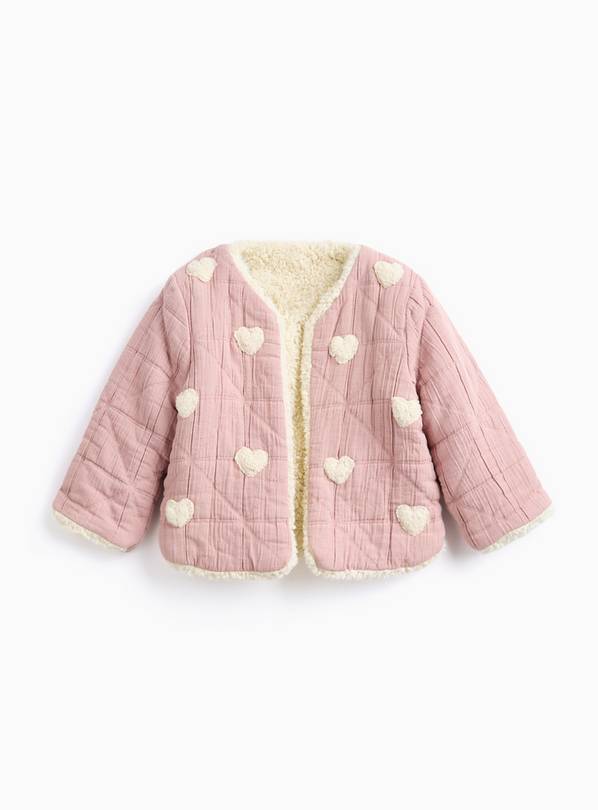 Heart Quilted Borg Jacket Up to 3 mths