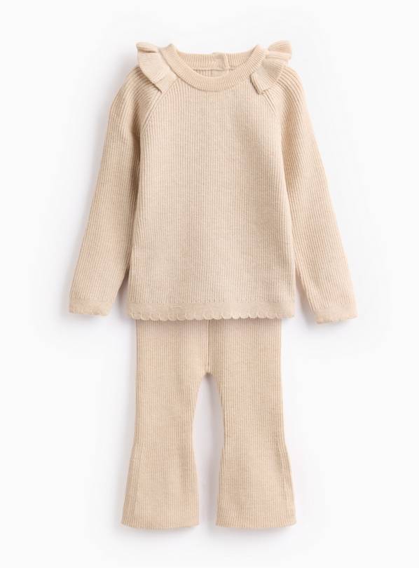Oatmeal Frill Shoulder Knitted Set 12-18 months