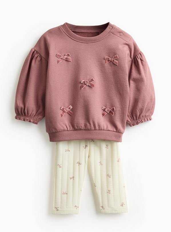 Pink Ribbon Sweatshirt & Leggings Set Up to 3 mths