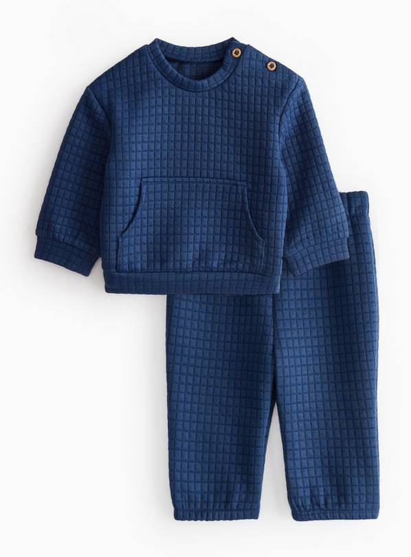 Navy Quilted Sweatshirt & Joggers Set 9-12 months