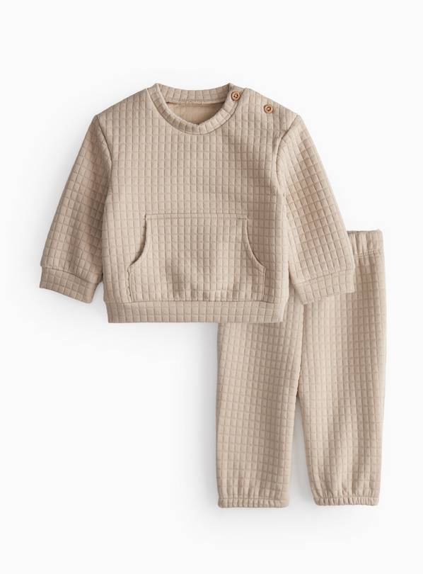 Cream Quilted Sweatshirt & Joggers Set Up to 3 mths
