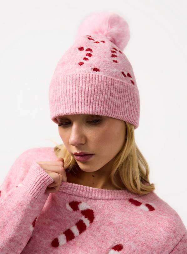 Matching Family Women's Christmas Candy Cane Printed Beanie  One Size