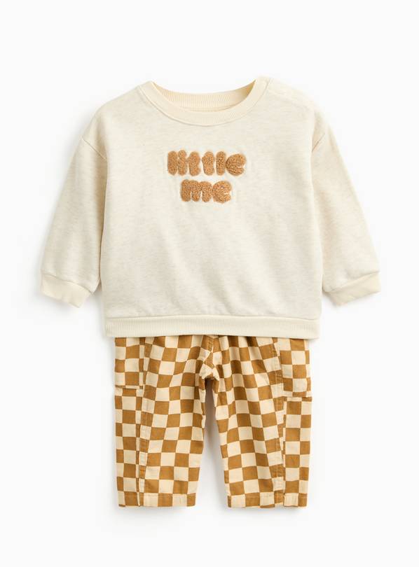 Little Me Sweatshirt & Checked Trouser Set 6-9 months